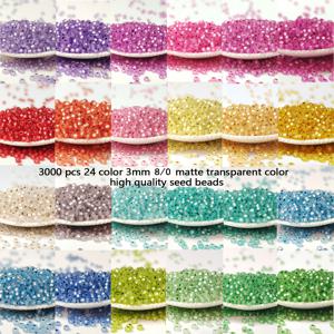 TEMU 24가지 색상의 3000개 프로스트 실버 라인 시드 비즈, 3mm 8/0 투명 프로스트 유리 비즈, 팔찌, 목걸이 제작에 적합하며 친구와 어머니를 위한 주얼리 선물로 좋습니다.