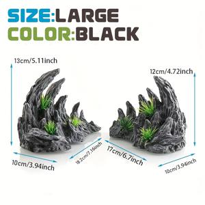 TEMU 2개 세트 어항 장식품 - 민물 & 해수 어항용 리얼리스틱 동굴과 인공 용석, 해양 & 어항 생태 개선용