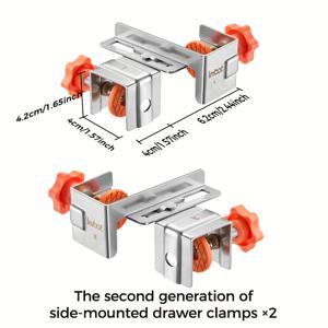 TEMU 새로운 디자인 스테인리스 스틸 사이드 서랍 클립 보조 내부 및 외부 가장자리 조절 가능한 스테인리스 스틸 앵글 클립 세트 90도 직각 클립 목공용 클립, 옷장 문 다기능 사이드 서랍 클립에 적합