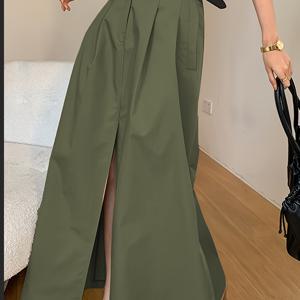 TEMU 이 제품은 솔리드 컬러, 미드 라이즈, 프론트 슬릿, 왼쪽 사이드 포켓, 올랜지 스타일의 울트라 롱 스커트로, 출퇴근 및 캐주얼 웨어에 적합합니다.