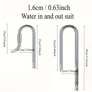 TEMU 어항용 입구 및 출구 1개, 내구성이 뛰어난 스테인리스 스틸로 제작, 손상에 강함, 세척 용이, 수족관에 식물 심기용 수생 필터 시스템에 적합, 배터리 없음