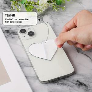 TEMU 휴대폰용 거울 스티커 2개, 휴대폰 뒷면용 거울, 메이크업 거울, 휴대폰 케이스용 부착식 거울, 휴대폰 케이스용 아크릴 거울 장식품(하트)