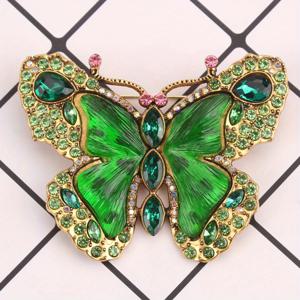 TEMU 레오프테라 브로치 - 그라데이션 모조 에메랄드 날개와 멀티컬러 라인스톤 매트릭스, 로즈 골드 안테나 도파민 참