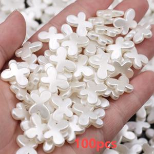 TEMU 100개 크림 화이트 아크릴 나비 비즈, 12x17mm - DIY 팔찌, 목걸이, 귀걸이, 헤어 액세서리 및 더 많은 것들을 위한 미리 구멍을 뚫음 - 신발 및 의류 장식, 보석 만들기 용품으로 다용도로 사용할 수 있는 크래프팅 비즈 | 나비 비즈 | 미리 자른 비즈