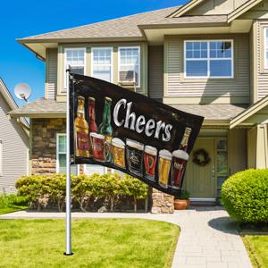 TEMU 1pc 빈티지 홈 바 플래그 - 폴리에스터 야외 잔디 장식 포치 신호 배너, Cheers 맥주 유리 디자인, 날씨에 내성을 가지고 있으며 정원, 파티오 또는 집 디스플레이에 적합, 외부 장식