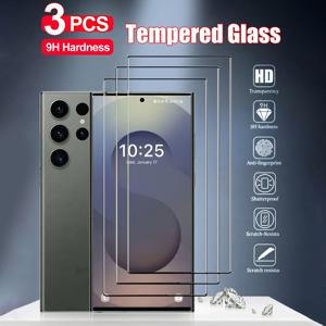 TEMU 삼성 갤럭시 S25 울트라/S25 엣지/S24/S23/플러스/S22/S21/S20 Fe/노트 10/노트 20 울트라/S10/S10+/S22+/S21+용 완벽 강화 유리 보호 필름 3개 세트. 9H 경도, 지문 방지, 스크래치 방지, 고화질 선명도 특징.