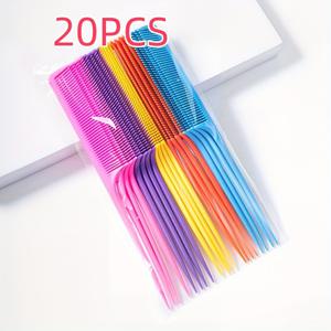 TEMU 20개 세트 빗, 미세한 이빨, 플라스틱 브리슬, ABS 손잡이 - 모든 헤어 타입을 위한 내구성 있는 전문가용 표준 빗