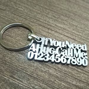 TEMU 맞춤 문구 키체인, 개인화 분실 방지 전화번호 문구 키링, 스테인리스 스틸 이름 텍스트 펜던트 키홀더, 그를 위한 선물, 남녀공용 인기 주얼리