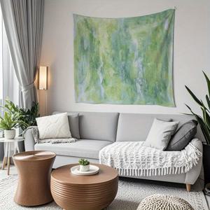 TEMU 1개 그린 추상적 아티스틱 브러시스트로크 프린트 태피스트리, 세탁 가능한 벽걸이 배경 장식 거실 침실 기숙사 RV 홈 데코 파티 선물 무료 설치 키트 포함