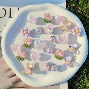 TEMU 22 퍼플 미세 글리터 하트 꽃 물결 하트 ABS 진주 신발 버클 장식, 여성 샌들, 슬리퍼, 비치 백 다용도 신발 클립 추가에 적합, 휴일 및 생일 파티 선물로 매우 적합