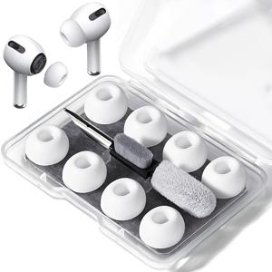 TEMU 에어팟 프로 2세대/1세대용 교체 이어버드, 휴대용 케이스 및 청소 펜 포함, 압력 완화 구멍 및 내장 방진 스크린, 이어버드 - M 사이즈, 4쌍