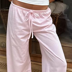 TEMU SassyGals 미국 스타일 캐주얼 프린트 와이드 레그 여성용 타이 팬츠, 루즈핏, 효과, 핫 레그 트라우저