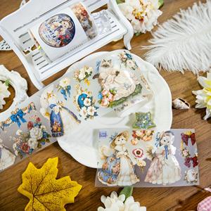 TEMU 아름답고 시리즈 PET 스티커 테이프, 노트북 장식용, 플래너 배경 장식 테이프, 핸드메이드 풍경 스티커 테이프, PET 재질로 쉽게 찢어지는 무광 잉크 테이프, 폭 6cm, 길이 200cm