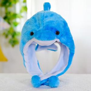 TEMU 1pc 소프트 플러시 돌핀 모자 - 따뜻하고, 손세탁 전용 - 동물 파티 액세서리, 할로윈, 크리스마스, 부활절, 생일 축하 - 귀 플랩이 있는 슈퍼 소프트 따뜻한 모자