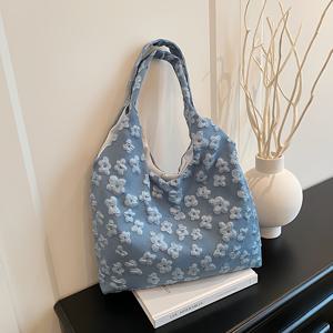 TEMU 여성 토트백 - 새로운 플로럴 레이스 숄더백, 넉넉하고 가벼우며 여행, 직장, 학교 통근에 적합합니다. 추가품을 휴대하기에 이상적이며 휴대폰, 지갑, 노트북, 충전기, 데이터 케이블을 보관할 수 있습니다.