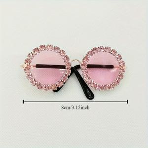 TEMU 트렌디한 라인스톤 펫 안경 – 조절 가능, 가볍고 스타일리시한 고양이와 강아지용 액세서리 - 사진 촬영, 파티, 페스티벌에 완벽