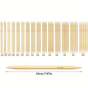 TEMU 75개 풀 세트 대나무 이중 뾰족 바늘 (DPNs) - 15사이즈 (2.0mm-10.0mm) 짧은 직선 뜨개바늘, 스웨터, 양말, 부티 & 아미구루미용 - 뜨개질 및 크로셰에 이상적