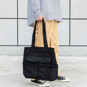 TEMU 솔리드 컬러 레트로 대용량 나일론 토트백 - 다중 포켓 비치 쇼핑 & 대학 학교 백팩