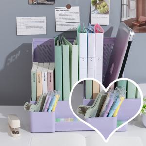 TEMU 블랙 플라스틱 파일 정리함 - 다중 칸막이 데스크탑 문서 보관대, 공간 절약형 수직 서랍장 (홈 오피스 & 작업공간용) - 튼튼한 경량 플라스틱 제작, 인체공학적 디자인 + 상단 수납 선반 포함, 문구류 및 장식품 보관 가능, 내구성 강한 종이·책·폴더·펜 정리함, 컴팩트 선반, 두꺼운 파티션, 원격 근무자에게 이상적