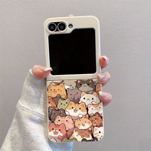 TEMU 휴대폰 케이스 - 5697 고양이 컬렉션 밝은 흰색 및 검은색 패턴 TPU 충격 방지 폰 케이스 (삼성 갤럭시 Z 플립 7용), 삼성 갤럭시 Z 플립 7 시리즈와 호환, 슬림하고 가벼운 디자인으로 전체 보호 제공