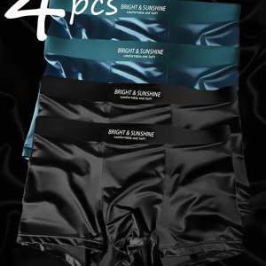 TEMU 4개 혼합 남성용 드로즈, 단색 속옷, 여름철 쿨하고 보이지 않는 착용감, 실키하고 편안하며 통기성 좋은 원단, 데일리 홈 레저에 적합