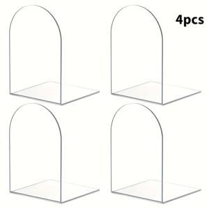 TEMU 아크릴 책꽂이 4개 세트 - 사무실 및 가정에서 모두 사용하기에 적합한 데스크탑 책장. 문서를 포함한 다양한 물품을 보관할 수 있는 내구성이 뛰어난 투명 디스플레이 스탠드. 책꽂이 높이 조절이 가능한 데스크탑 책 정리함