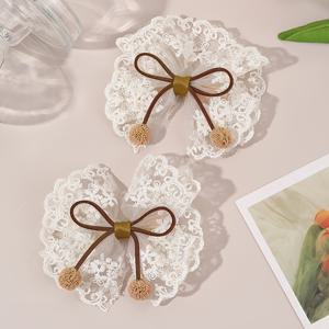 TEMU 세련된 베이지 레이스 리본 헤어 클립 2개 세트, 패셔너블한 룩을 위한 완벽한 헤어 액세서리, 데일리룩에 완벽