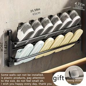 TEMU 집게 슬리퍼 정리대, 벽걸이형 선반, 드릴 없이 설치하는 배수대 욕실 및 화장실 수납, 다용도 도어_behind 수납 랙, 가정 및 욕실에 적합한 수납 솔루션