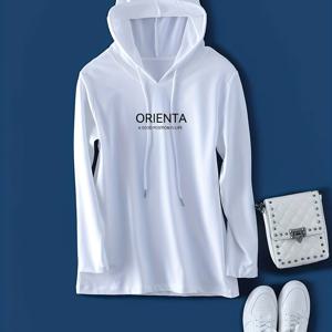 TEMU 여성용 후드 긴팔 티셔츠, 2025년 봄/가을 신상 한국 스타일 디자인 캐주얼 탑