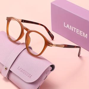 TEMU LANTEEM (안경 케이스 및 외부 보호 케이스 포함) 고품질 메탈 추가 장식 패션 여성용 플레인 안경 투명 렌즈 비장식 안경 Y2K 고양이 눈 프레임 데일리 의류 매칭 휴일 선물 1쌍