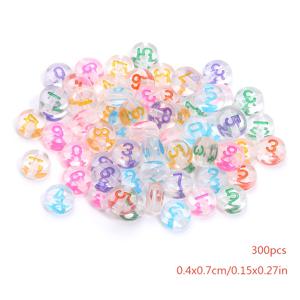 TEMU 300개 투명 아크릴 숫자 비즈 - 반짝이는 멀티컬러 0-9 숫자 비즈, 4x7mm DIY 공예용 비즈, 팔찌, 귀걸이, 숫자 공예에 적합