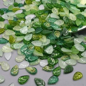 TEMU 40개/세트 그린 글라스 나뭇잎 펜던트 쥬얼리 만들기 DIY 귀걸이 목걸이 팔찌 액세서리 소품