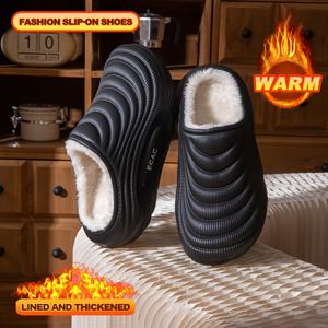 TEMU 2025년 가을/겨울 ECAC 신상 따뜻한 실내 슬리퍼, EVA 일체형 몰딩 내부, 플러시 안감, 남성용 캐주얼하고 편안한 실내 홈 따뜻한 슬리퍼