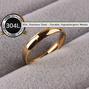TEMU 1개 패션 18K 금도금 4mm 폭 골든 304L 스테인리스 스틸 약혼 결혼 반지 여성 및 남성용, 발렌타인데이 크리스마스 선물 주얼리, 배터리 없음