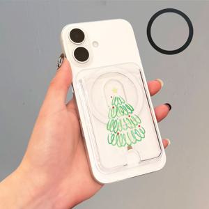 TEMU 튼튼한 철 링이 있는 크리스마스 트리 디자인 마그네틱 카드 홀더, 패셔너블하고 오래 지속되며 PC 재질로 제작되었습니다. 삼성, 아이폰 및 기타 마그네틱 폰 또는 케이스와 호환됩니다. 은행 카드와 같은 카드를 1개에서 4개까지 보관할 수 있습니다.