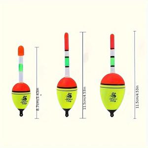 TEMU 3개입 EVA 야광 낚시 부력기 - 10/15/20g 고가시성 내구성 보버, 야간 낚시용