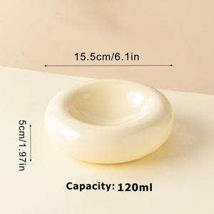 TEMU 최신형 대형 도넛 모양 세라믹 고양이 그릇, 고급스러운 외관의 반려동물 간식 및 물그릇, 입구가 넓은 엎지르지 않는 고양이 사료 접시