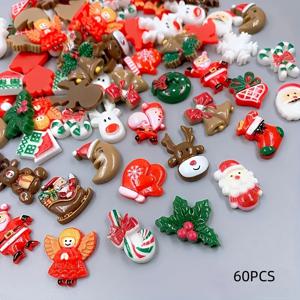 TEMU 60개 크리스마스 레진 장식품 - DIY 공예용, 플라스틱 주얼리 제작, 스크랩북, 휴일 트리 장식에 적합 - 미니어처 산타, 순록, 눈송이 비즈 (다색) - 창의적인 선물 및 프로젝트 재료