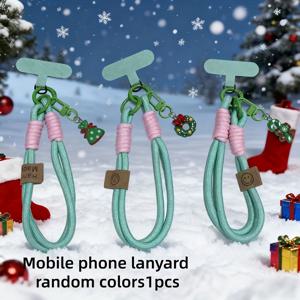 TEMU 카툰 컬러풀 크리스마스 폰 랜야드 손목 스트랩! 분리 가능한 펜던트 (크리스마스 트리, 빨간 양말, 캔디케인, 선물 가방, 디자인) - 빨강과 초록의 패셔너블 컬러 스킴, 창의적이고 귀여운 폰 장식 + 선물, 랜야드 루프와 버클 스트랩 포함 - 대부분의 스마트폰, 카메라, 열쇠에 적합 - 필수 여행 액세서리