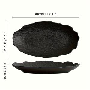 TEMU 우아한 대형 타원형 세라믹 생선 접시 - 가벼운 럭셔리 불규칙 타원형 서빙 접시 (가정용, 디저트, 샐러드, 스시) - 내구성이 뛰어나고 세척이 용이한 식기 (추수감사절, 하누카, 부활절, 할로윈, 크리스마스)