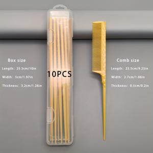 TEMU 쥐꼬리 빗 십종 세트, 미끄럼 방지 핸들 뾰족 꼬리 빗, 둥근 이빨로 매끄러운 헤어, 스타일리스트를 위한 필수 헤어드레싱 빗, 전문 살롱 스타일링 및 컬링 빗