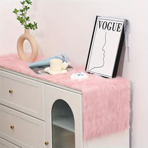 TEMU 1개, 고급스러운 대형 72인치 핑크색 부드러운 긴 플러시 테이블 러너, 침대 옆 러너, 캐비닛 커버 담요 - 추수감사절, 크리스마스, 밸런타인데이, 생일, 결혼식을 위한 완벽한 선택