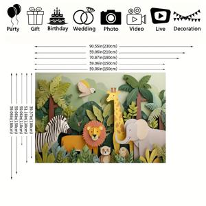 TEMU 1개 화려한 정글 사파리 벽 그림 - 종이 컷아웃 동물, 생기 넘치는 녹색 잎사귀 & 야생 동물 장면, 어린이 방, 파티, 포토 부스, 모던 홈 데코, 정글 테마 장식