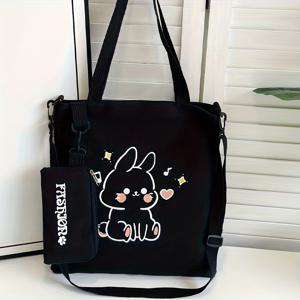 TEMU 여성용 가방 세트, 동물 프린트 숄더백, 대용량 크로스백, 탈착식 스트랩 핸드백