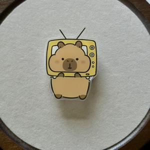 TEMU 2D 평면 만화 재미있는 카피바라 폰 케이스 (스틱 온 스탠드 포함), 독특하고 귀여운 카피바라 디자인, 휴대폰을 잡기 위한 접이식 손가락 그립, 친구 및 가족을 위한 선물로 완벽