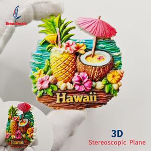 TEMU 미국식 냉장고 자석 1개, 하와이 해변 리조트, 파인애플, 우산, 코코넛 주스, 여행 기념품, 입체 선물, 파티 답례품, 가정용 주방 용품, 냉장고 자석. 주방, 사무실, 집, 캐비닛, 식기세척기 장식용으로 적합