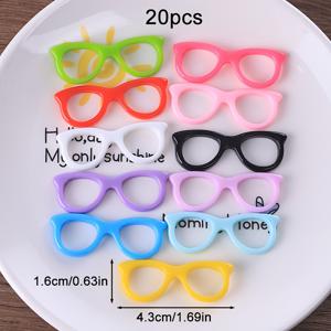 TEMU 20개 세트 레진 안경테 - 소형 안경테 (원형/직사각형/O형) DIY 공예, 헤어클립, 백팩 장식용 - 가볍고 내구성 있는 레진 액세서리