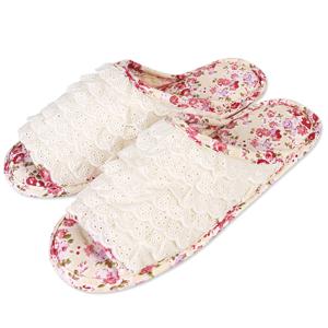 TEMU 로즈 레이스 면실내화 더블패드 이중쿠션 거실화 슬리퍼 실내화 덧신 퀼트 패브릭 거실슬리퍼 층간소음