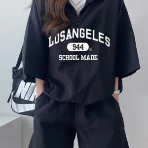 TEMU 여성용 캐주얼 스포츠 수트 여름 2025 신상 반팔 반바지 캠퍼스 스타일 귀여운 여아 러닝 투피스 3200027