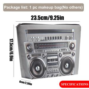 TEMU 빈티지 대형 카세트 플레이어 디자인의 린넨 메이크업 가방. 휴대용으로 접을 수 있으며 지퍼로 잠금되어 남녀 모두에게 적합합니다. 우정, 생일, 발렌타인데이, 졸업식, 휴일 선물로 이상적입니다.